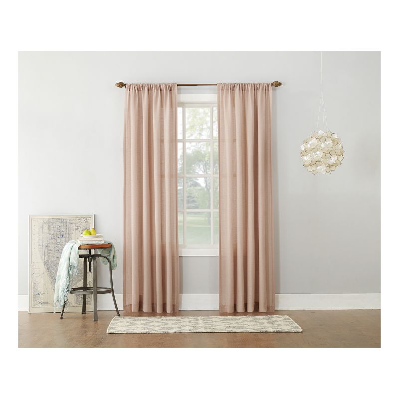 Linen Blend Textured Sheer Rod Pocket Curtain Panel - No. 918, 5 of 6