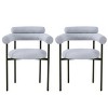 Modern Fabric Upholstered Dining Arm Chairs Set of 2,Curved Back Armrest Dining Chair with Metal Legs,U-Shaped Kitchen Dining Armchair-Coolbibila - 3 of 4