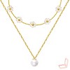 Gold Alloy Daisy & Pearl Modern Women's Necklace - 3 of 4