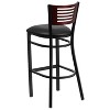 Emma and Oliver Black Decorative Slat Back Metal Restaurant Dining Barstool - 3 of 4