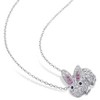 EVERLY JEWELRY | Sterling Silver 1 1/10 CT TGW Created Pink and White and Blue Sapphire Bunny Necklace, 18 inc - 4 of 4