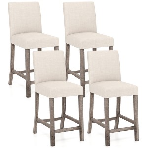 Tangkula 4PCS 24.5" Counter Height Bar Stools Modern Fabric Upholstered Kitchen Chairs - 1 of 4