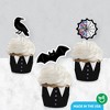 Big Dot of Happiness Goth Girl Cupcake Decoration Kit, Black & Purple Halloween or Gothic Birthday Party Cupcake Wrappers and Treat Picks - Set of 24 - 3 of 4