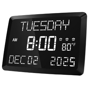Aoibox Digital Clock with Large Display, Calendar, Day & Date, Indoor Temperature, Adjustable Brightness, Snooze, 12/24H, DST for Home, Office,Elderly - 1 of 4