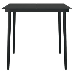 vidaXL Garden Dining Table Black Powder-coated steel, glass - 1 of 4