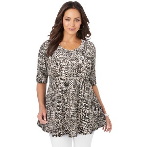 Jessica London Women's Plus Size Stretch Cotton Peplum Tunic - 1 of 4