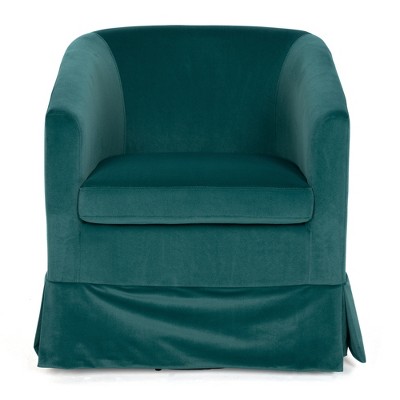 Vynxaria 27.36" Wide Swivel Accent Chair - Dark Green