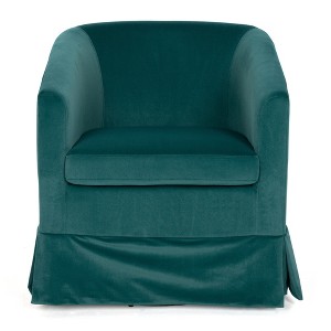 Vynxaria 27.36" Wide Swivel Accent Chair - Dark Green - 1 of 4