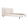 HomeRoots Beige Tufted Upholstered Queen Bed Frame With LED Lighting And USB - 4 of 4