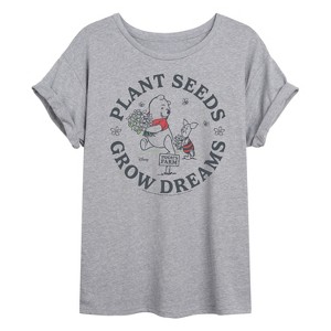 Women's - Winnie The Pooh - Poohs Farm Plant Seeds Oversized Graphic T-Shirt - 1 of 4