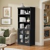 72x31x16 Wood Accent Sideboard Cabinet in Black, Storage Organizer with Adjustable Shelves and Glass Doors for Kitchen Bedroom Living/Dinning Room - 2 of 4