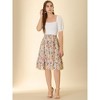 INSPIRE CHIC Women's Ruffle Hem Elastic Waist Flowy A-Line Swing Floral Midi Skirt - 2 of 4