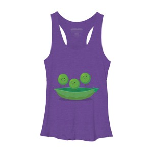 Women's Design By Humans Cute jumping peas in pod cartoon illustration By thefrogfactory Racerback Tank Top - 1 of 3