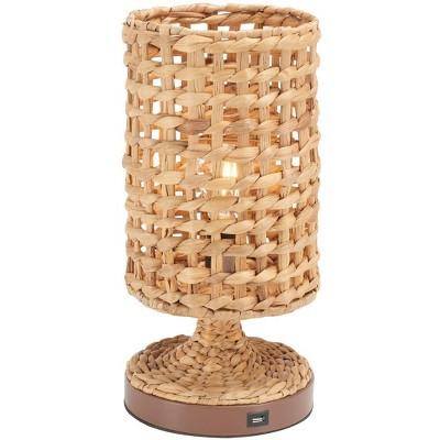 Natural Water Hyacinth Weave Table Lamp with USB Port