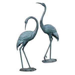 SPI Home Brass Medium Garden Crane Pair – 46" Tall Outdoor Bird Sculptures for Garden or Patio - 1 of 3