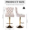 BABYYER Velvet Bar Stools Set of 2, Adjustable Barstools, Swivel Counter Height Chairs with Rivet Trim and Tufted Backrest for Kitchen Island - 4 of 4