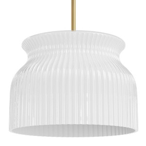 Hunter Fans 14" Harlowe Ceiling Light Luxe Gold Finish - Modern Pendant with Ribbed Milk Glass for Indoor Use - 1 of 1