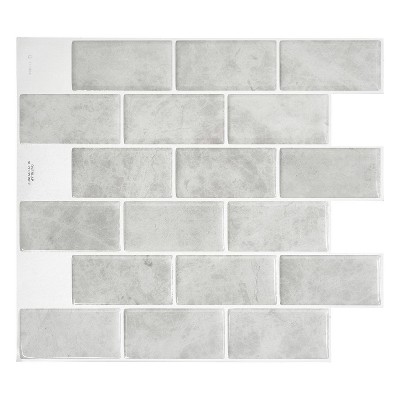 Smart Tiles 3D Peel and Stick Backsplash 4 Sheets of 10.95" x 9.70" Kitchen and Bathroom Wallpaper Subway Fondi
