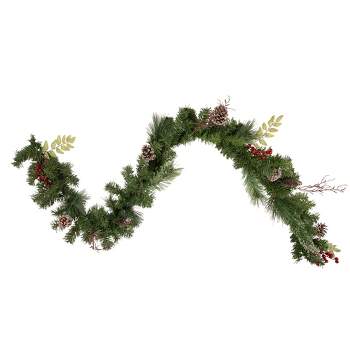 Northlight 6' x 9" Unlit Frosted Pinecone and Berry Artificial Christmas Garland