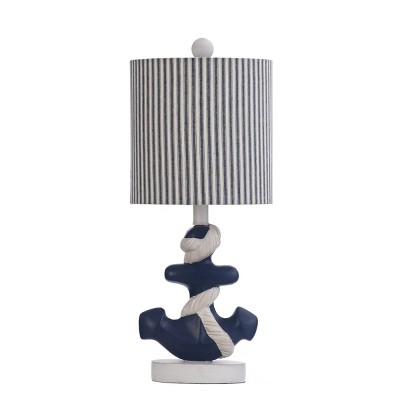 Montauk Molded Nautical Anchor Table Lamp with Fabric Shade Navy Blue/White - StyleCraft