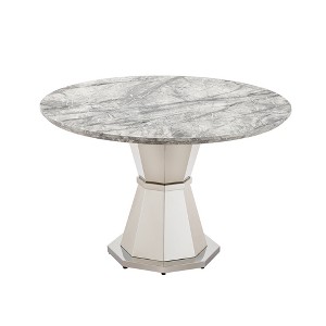 Dolonm 47" Round Modern Marble Dining Table with Stainless Steel Base for Kitchen Dining Room - 1 of 4
