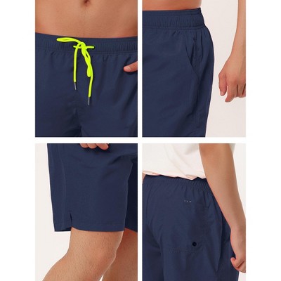 Lars Amadeus Men's Solid Beach Shorts Drawstring Surfing Mesh Lining Swimwear Board Shorts Navy 36 — фото 5