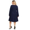 plus Size V-Neck Multi-Layered Ruffle Long Sleeve Dress - 4 of 4