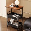 3 Tier Storage Trolley on Wheels Rolling Cart with Wooden Table Top Kitchen Storage Organizer for Living Room, Kitchen, Bathroom, Office, Classroom - 2 of 4