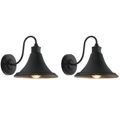 Graylyn Black Steel Outdoor Wall Sconce Set of 2