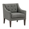 Fabric Upholstery Accent Chair with Button-Tufted Back, Foam Cushions, Reversible Seat and Brown Wood Legs - 3 of 4