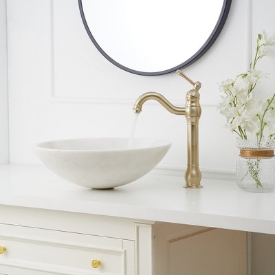 Brushed Gold Single Handle High-Arc Vessel Sink Faucet