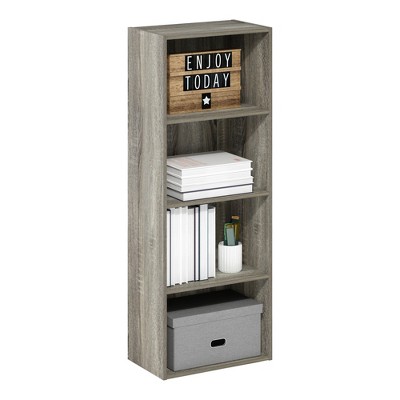 Gray 4-Tier Composite Wood Open Bookcase