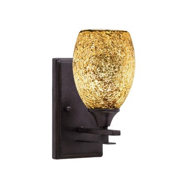 Toltec Lighting Uptowne 1 - Light Sconce in  Dark Granite with 5" Gold Fusion Shade