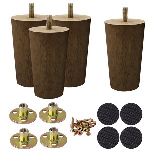 Unique Bargains Wood Furniture Sofa Dresser Legs Round Mid-Century Modern Replacement Feet Set of 4 - 1 of 4