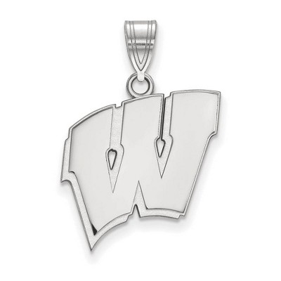 Black Bow Jewelry 14k White Gold Wisconsin Badgers NCAA Large Pendant