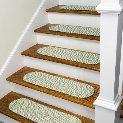 Colonial Mills Milton Houndstooth Tweed Stair Treads - Green 8"x28"