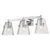 Analia 3-Light Vanity Bath Light - Elegant Steel Frame with Clear Textured Glass Shades - 4 of 4