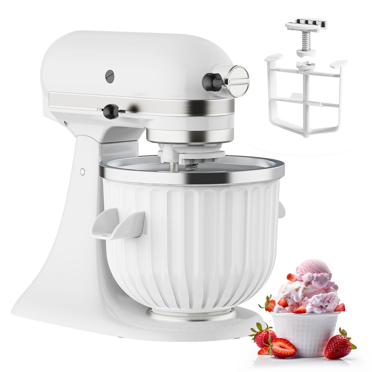Gvode Ice Cream Maker Attachment, Compatible with KitchenAid®, Leak-Proof Bowl, Sorbet/Gelato/Yogurt