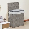 FONTOI Foldable Laundry Basket with Lid, Hand-Woven Laundry Basket with Compartments & Handles, Removable Liner, Gray, 13"*23.6"*22.4" - 2 of 4