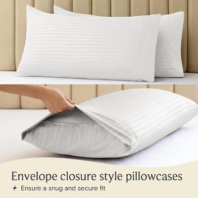 LuxClub Queen White Striped Bamboo Microfiber Sheet Set