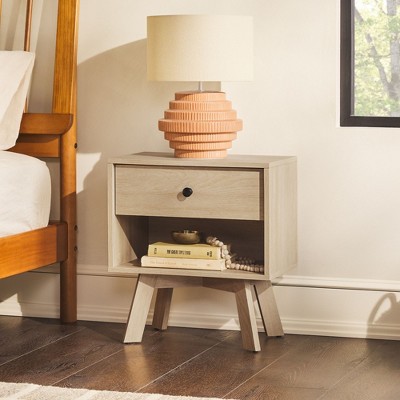 NicBex 1 Drawer Nightstand with Round Knob,Bedside Table with Open Storage Shelf,Modern Side Table for Bedroom