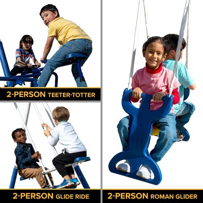 thumbnail image 2 of Sportspower Super 9 Metal Teeter Totter With 2 Kids' Glide Ride Roman Glider Standing Swing Set 2 of 11