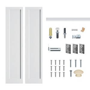 SMARTSTANDARD 78.4 in. Height Closet Bifold Door, 1-Panel White Primed MDF Bi-fold Door with Hardware Kit, Paintable - 1 of 1