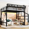 Queen Size Metal Loft Bed with Storage Stairs, Shelves and Built-in Wardrobe - 2 of 4
