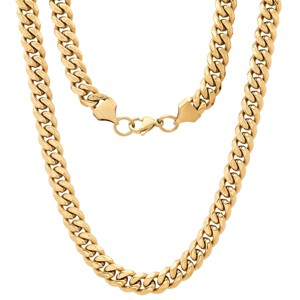 Steeltime 24" Men's stainless steel cuban link chain necklace. Color Option: Silver, Gold, Black - 1 of 4