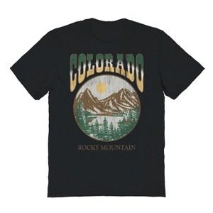 Rerun Island Men's Colorado Rocky Mountain Short Sleeve Graphic Cotton T-shirt - 1 of 1