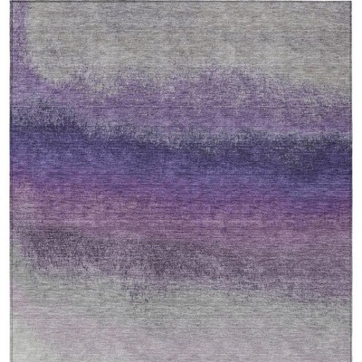 Lavender And Gray Ombre Washable Indoor Outdoor Area Rug