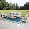 Captiva Designs 4pc 5-Seat Outdoor Patio Sofa Conversation Set With rope-Woven Rattan Swivel Chairs - 2 of 4