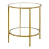 Brass Finish Round Side Table with Glass Shelf - Henn&Hart - 2 of 4