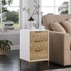 ORRD Mid-Century Nightstand with 3 Drawers, Gold Metal Accent End Table for Bedroom, White & Natural - 4 of 4